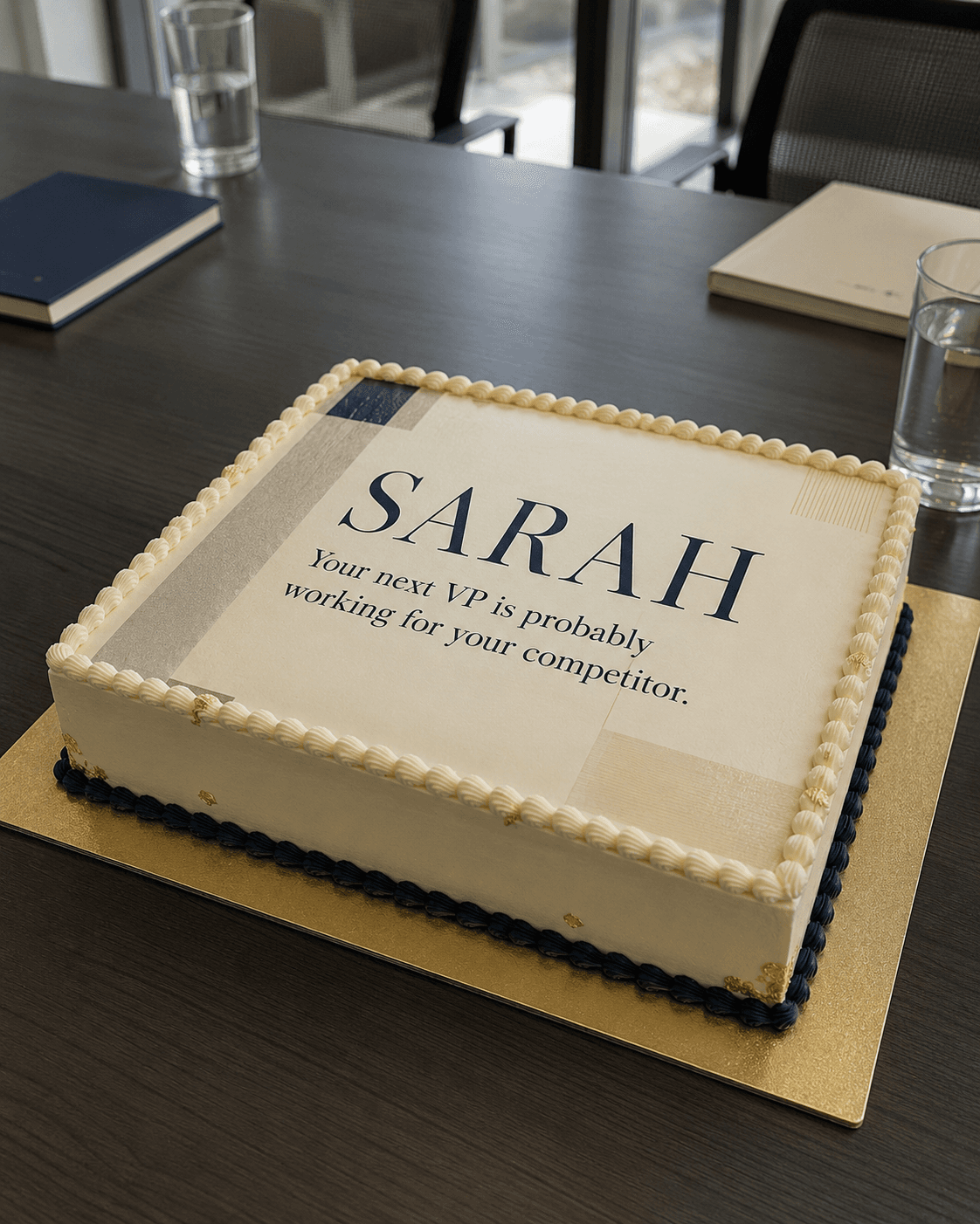 Personalized cake sent to VP of Talent Sarah